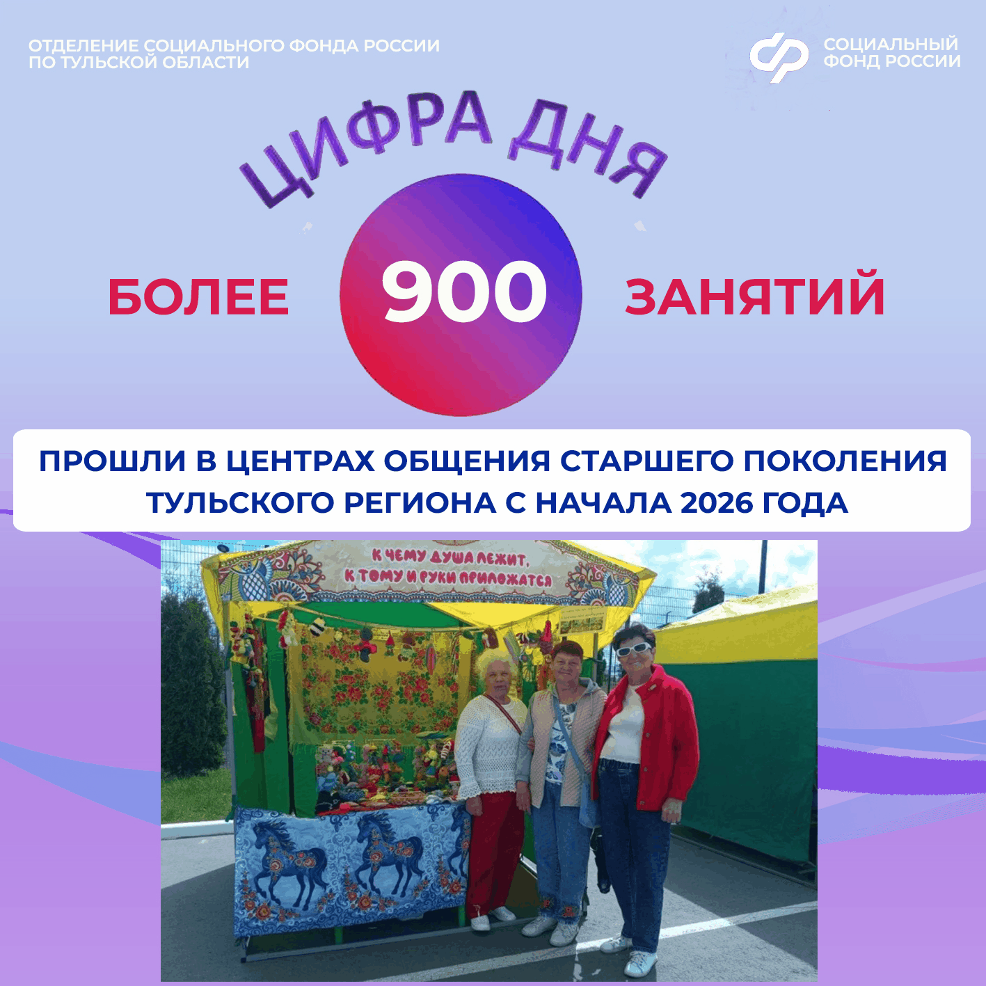 💯В эфире рубрика «Цифра дня». 

🌟Более 900 мероприятий прошло в центрах общения старшего поколения
