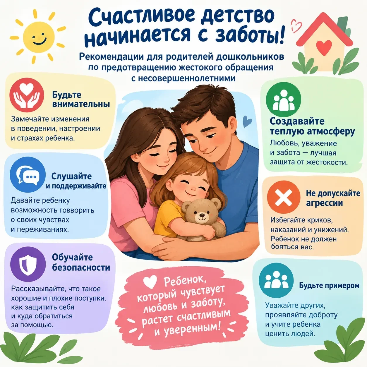 ПАМЯТКА ДЛЯ РОДИТЕЛЕЙ: «Счастливое детство начинается с заботы»