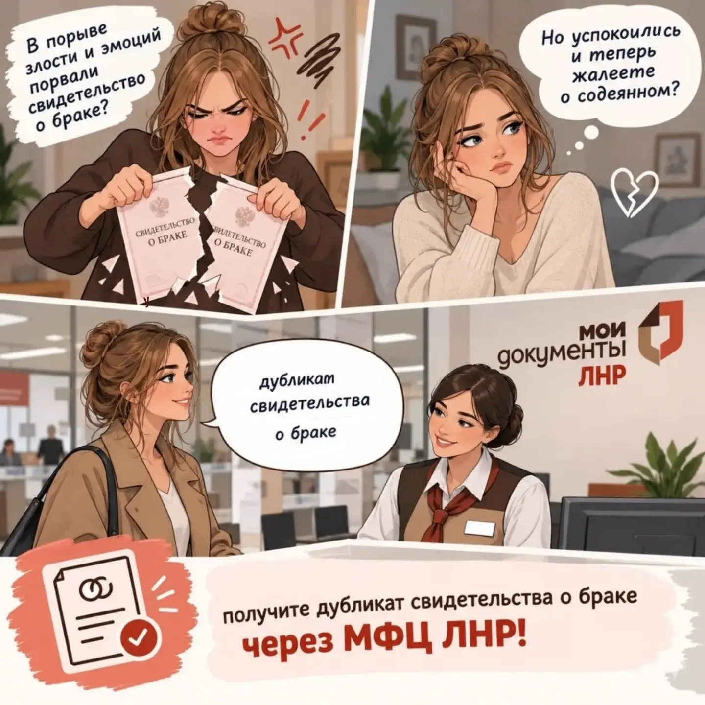 💍 Повторное свидетельство о регистрации брака — через МФЦ ЛНР