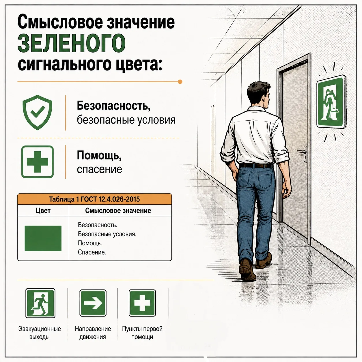 Зелёный цвет, вероятно, стал ассоциироваться с безопасностью ещё в глубокой древности.