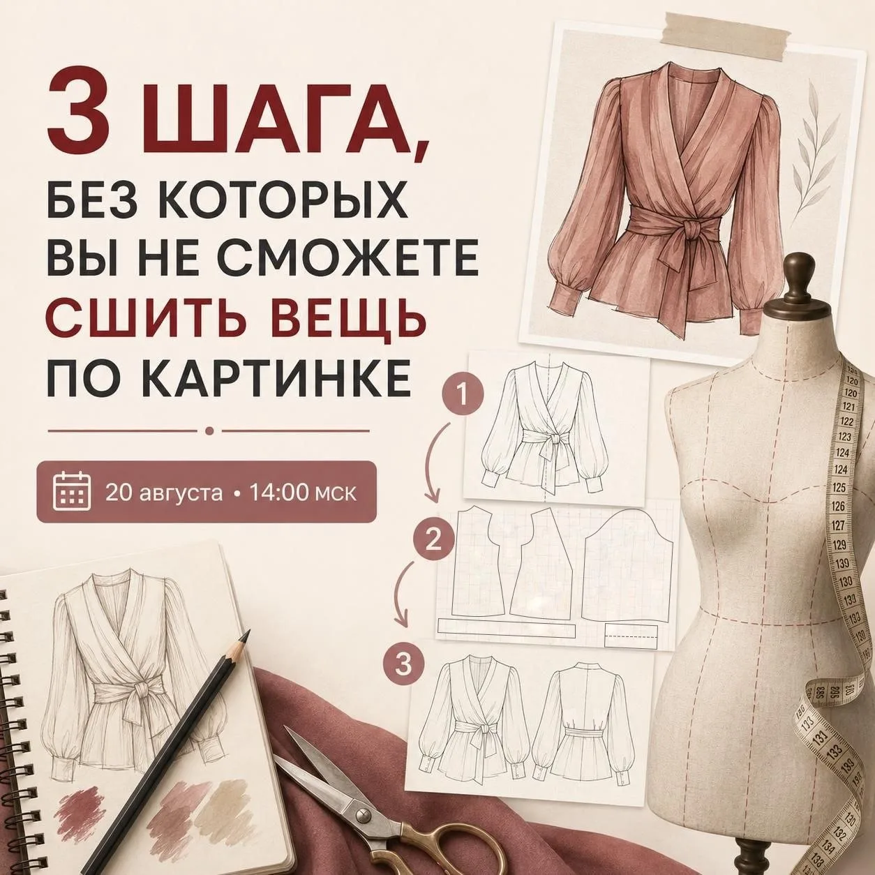 3️⃣ шага, без которых вы не сможете сшить вещь по картинке