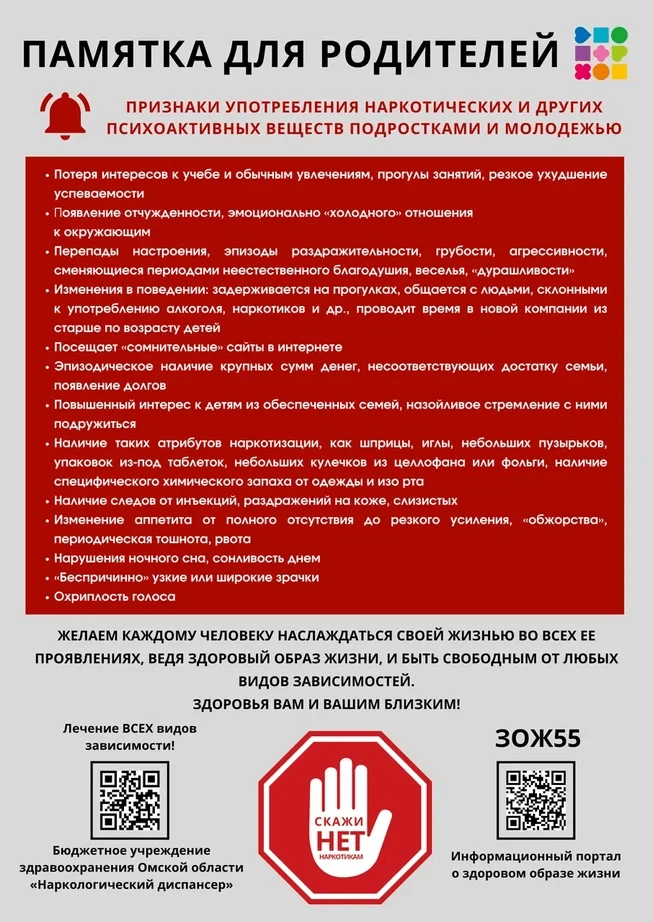 Признаки употребления наркотических веществ