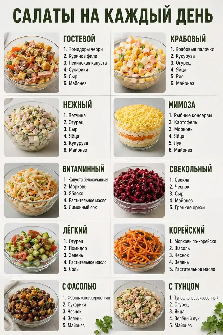 Топовые рецепты салатов