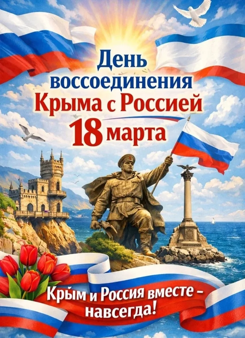 🇷🇺ОДНА СТРАНА - ОДНА ИСТОРИЯ🇷🇺 📌12-ая годовщина воссоединения Крыма и Севастополя с Россией – знамен