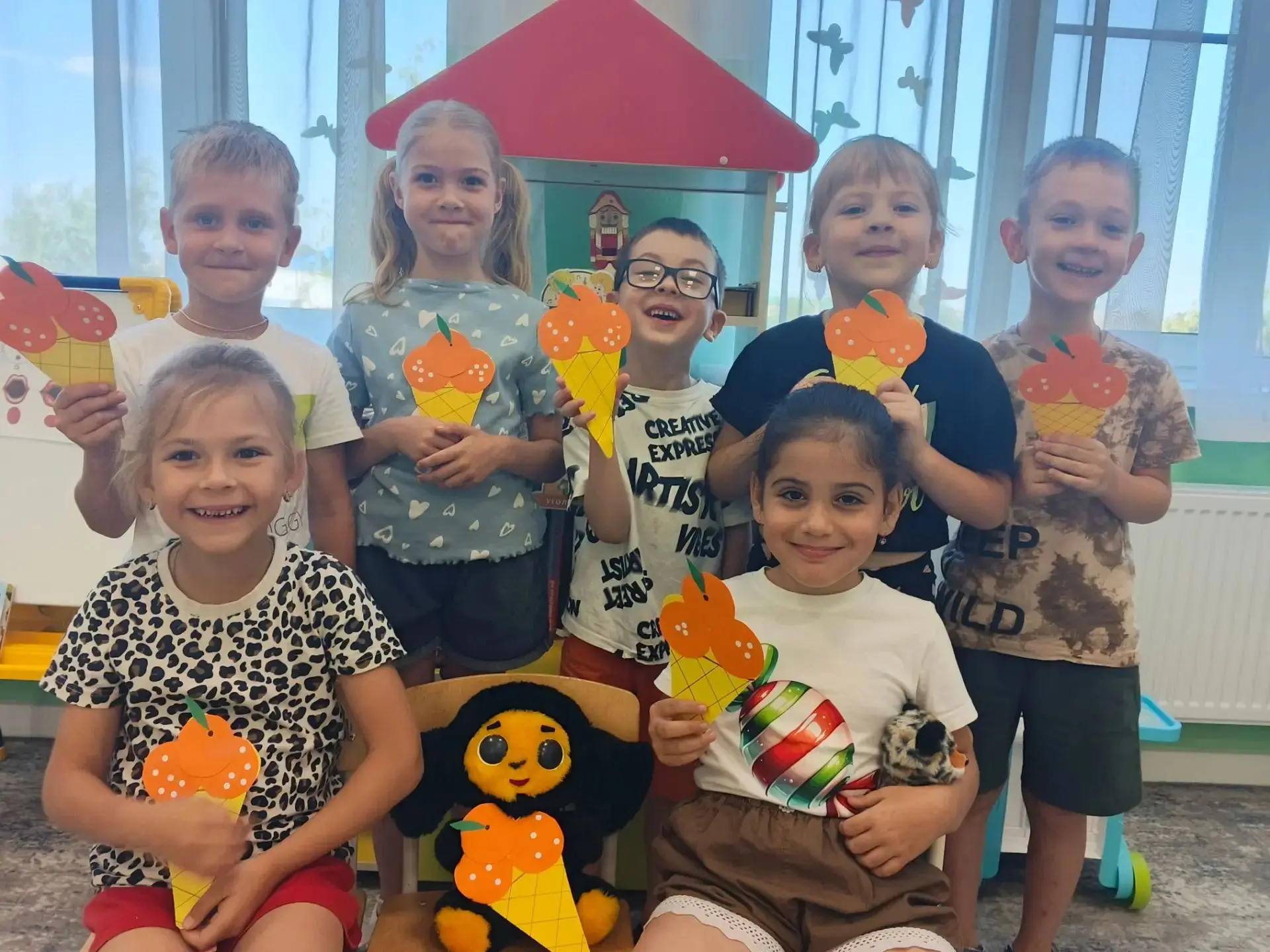 Аппликация "Апельсиновое мороженое для Чебурашки"🍊🍊🍊#ГодДошкольногоОбразования