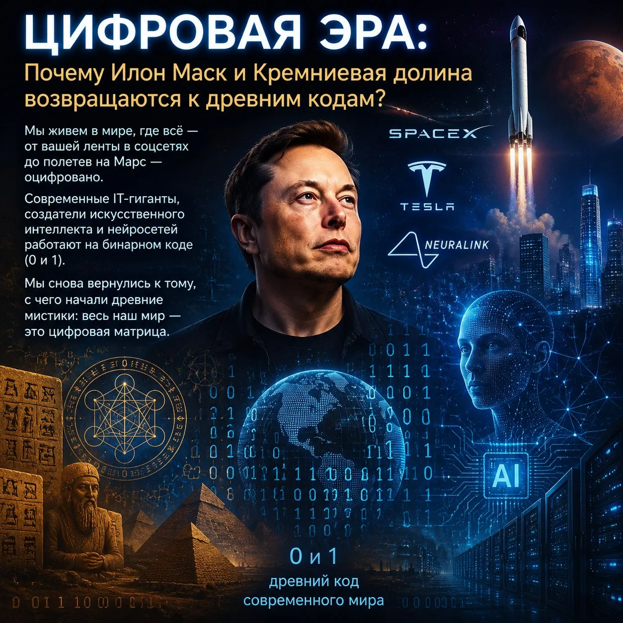 ЦИФРОВАЯ ЭРА: 
Почему Илон Маск и Кремниевая долина возвращаются к древним кодам?

Мы живем в мире, 