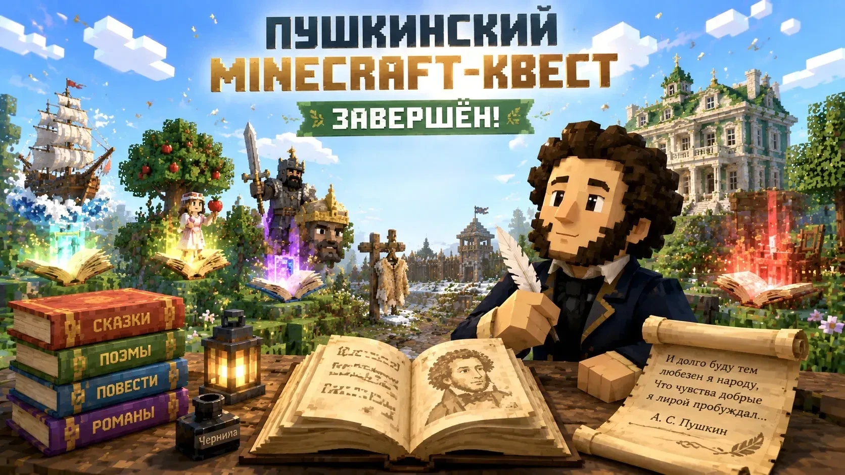 💥 Пушкинский Minecraft-квест завершён! 🎮📚