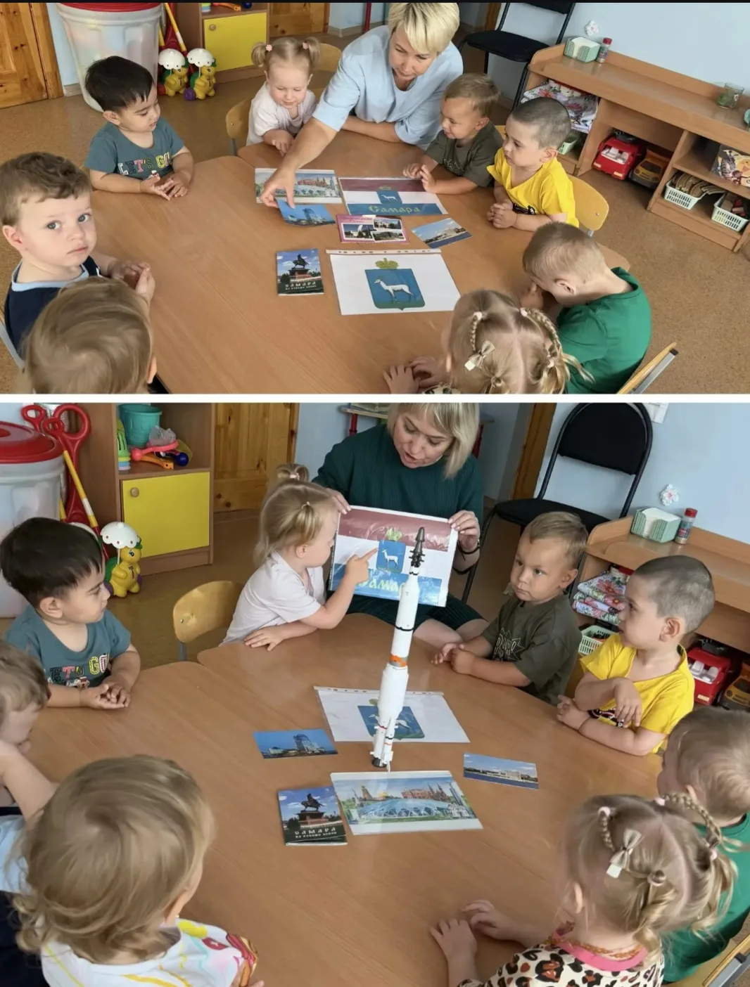 Первая младшая группа N5.
Сегодня мы провели беседу о флаге и гербе Самары. 
Малыши познакомились с 