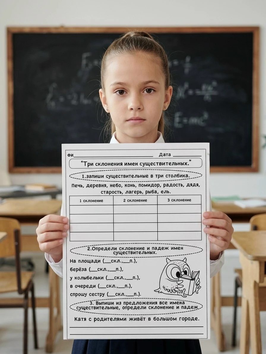 “Три склонения имен существительных.”