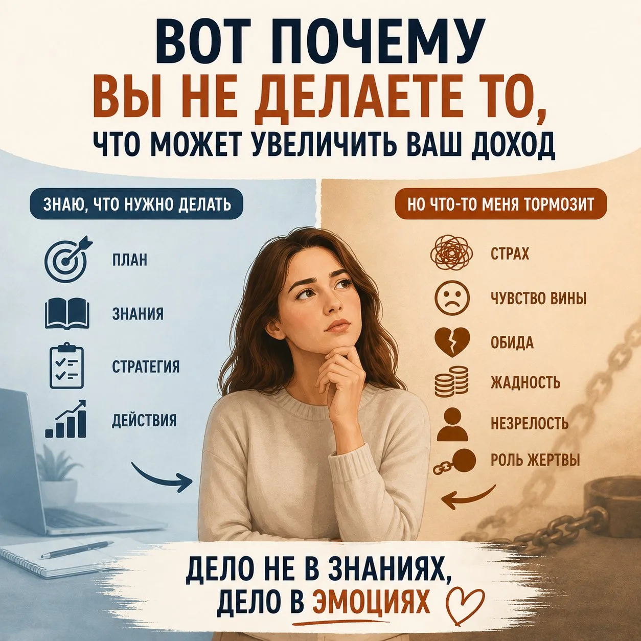 Главная причина, почему вы не делаете то, что может увеличить ваш доход

Если бы деньги подчинялись 