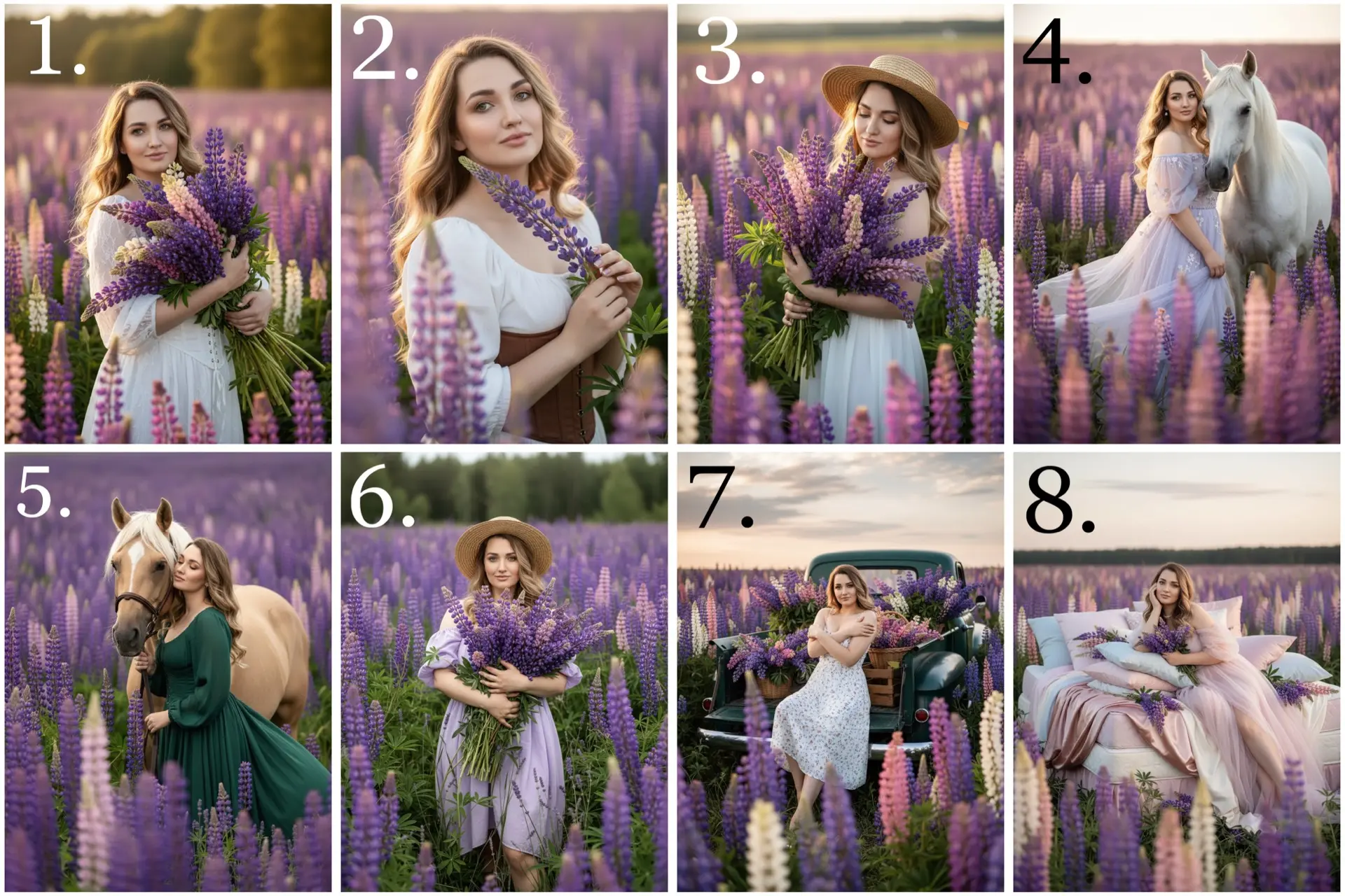 Промты для женской фотосессии в люпинах 💜

(Данный стиль уже внесен в наш бот в Готовые стили)

Про