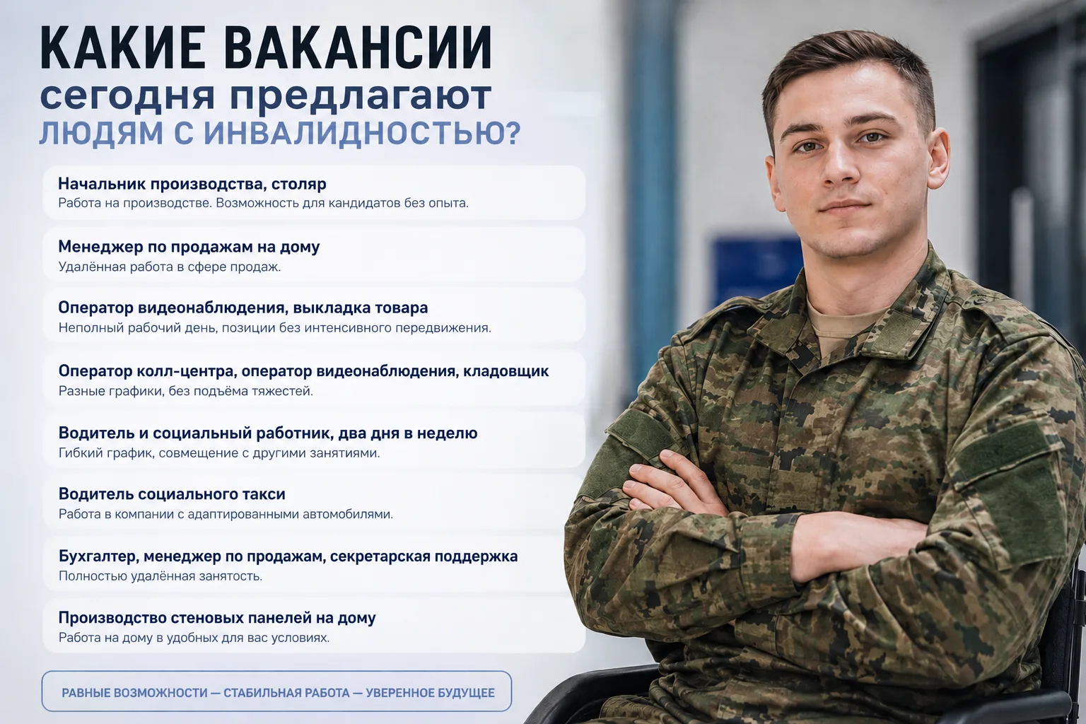 Какие вакансии сегодня предлагают людям с инвалидностью?