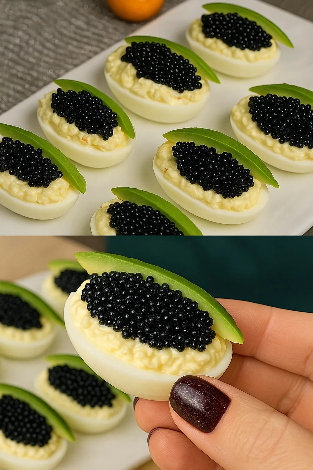 ЗАКУСКА ИЗ ЯИЦ С КРАБОВОЙ НАЧИНКОЙ И ИКРОЙ