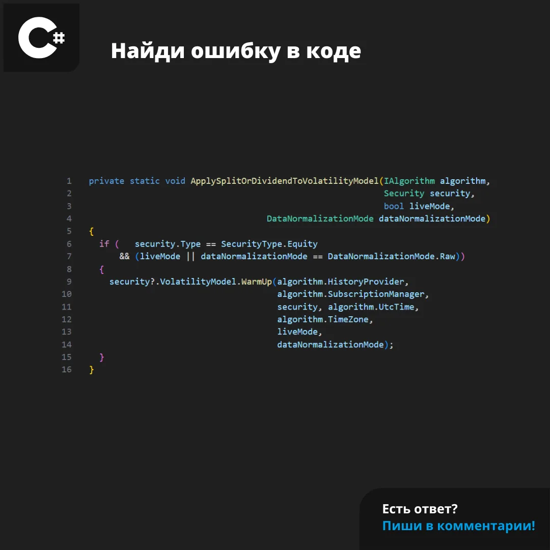 Наш анализатор проверил исходный код трейдерского движка Lean и нашел в этом фрагменте ...