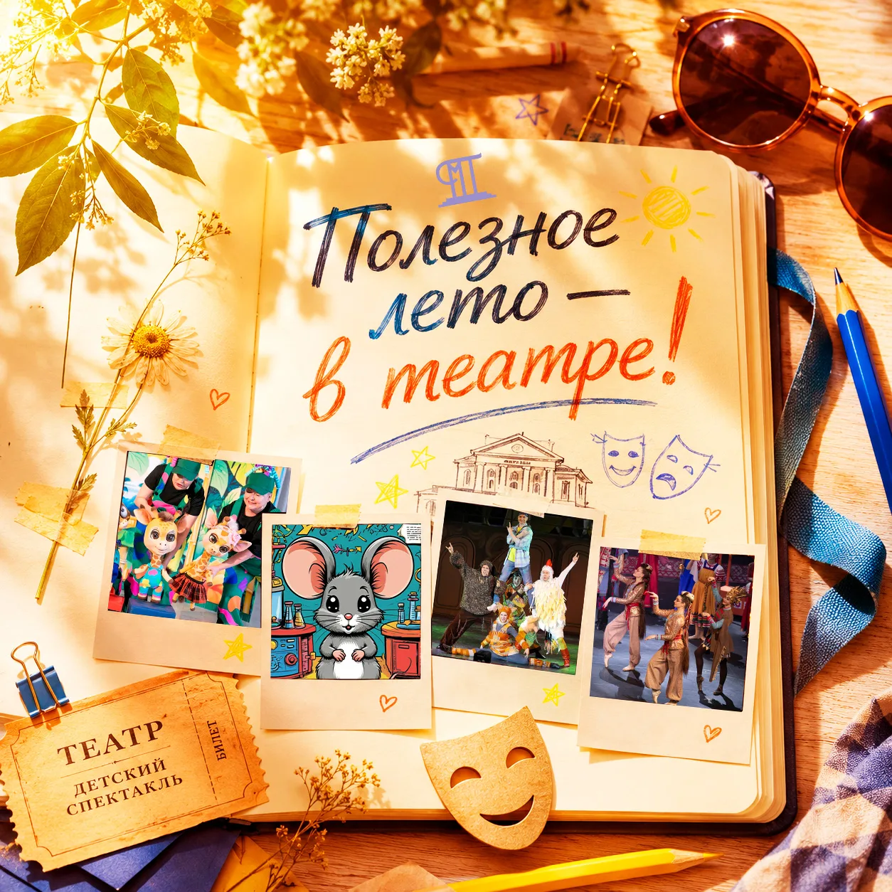 ☀️🎭 Полезное лето — в театре! 

Лето — пора ярких красок и солнечных ванн. Настоящая кладезь витами