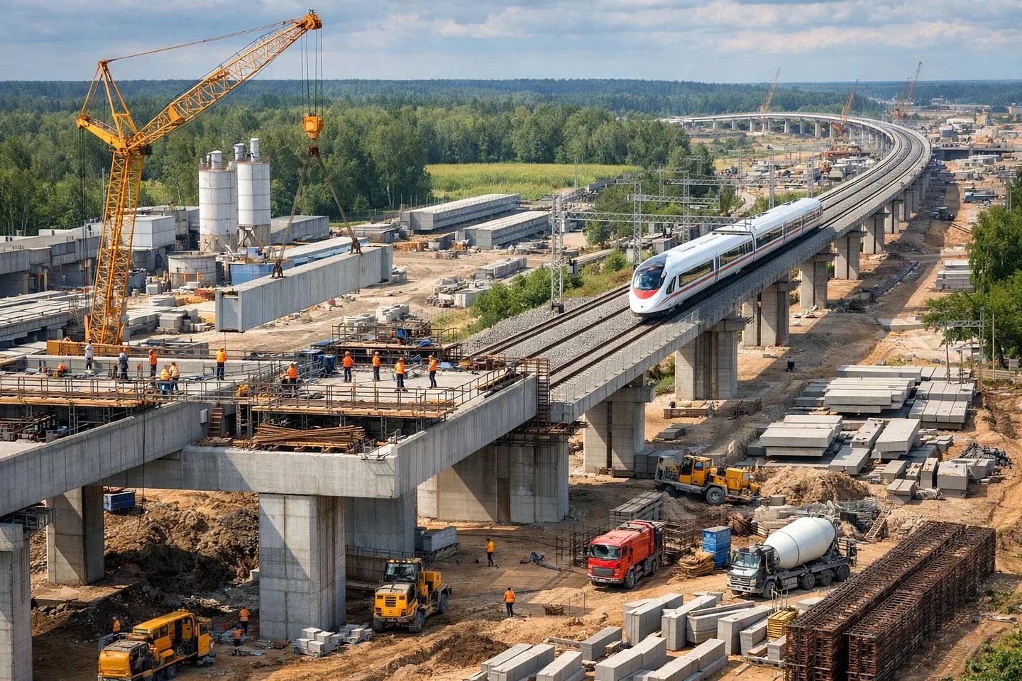 🚅 Строительство ВСМ Москва — Санкт-Петербург вышло на новый этап: болота, 700-тонные балки и пересе