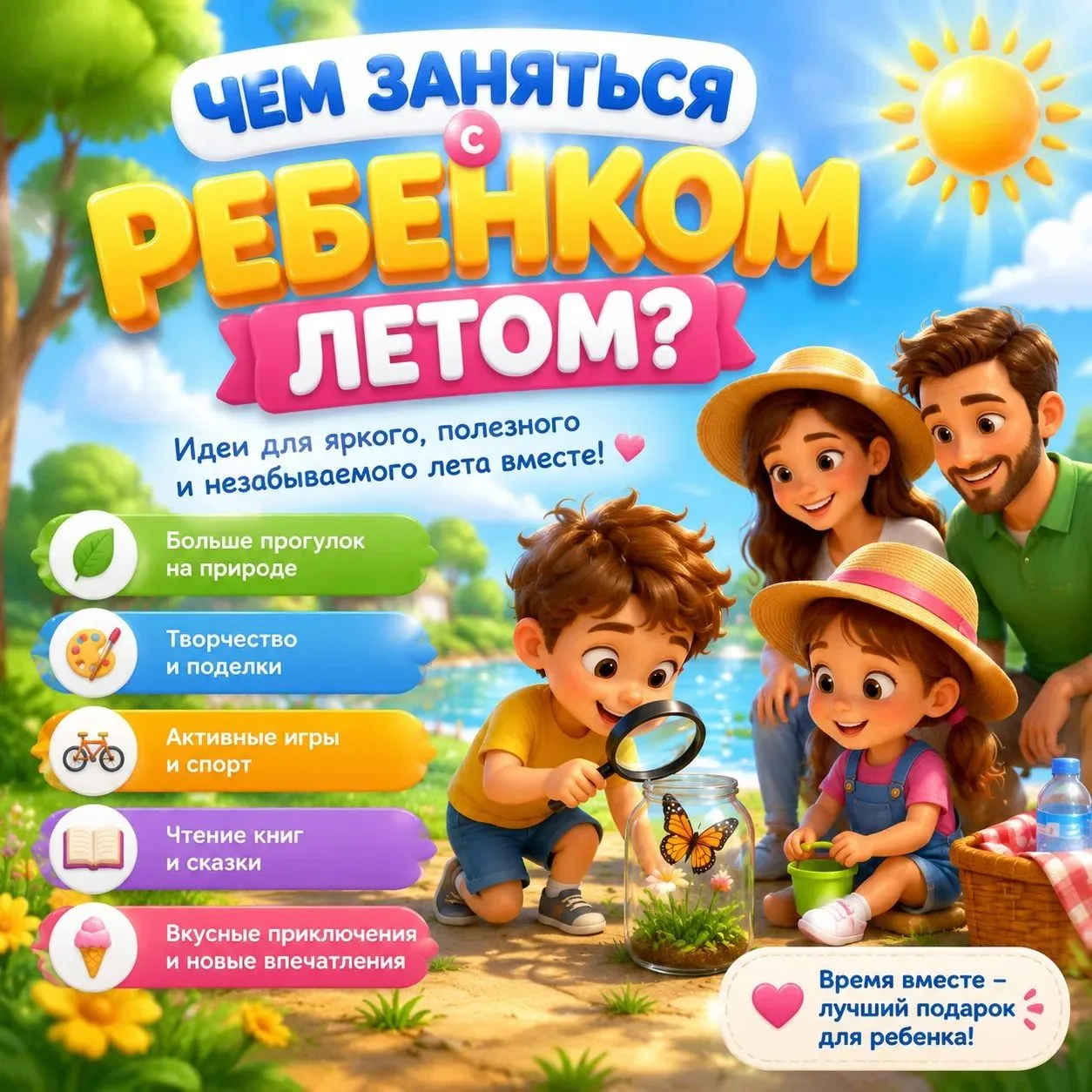 Лето — это маленькая жизнь, полная солнца и приключений! ☀️ Как сделать каникулы вашего ребёнка неза