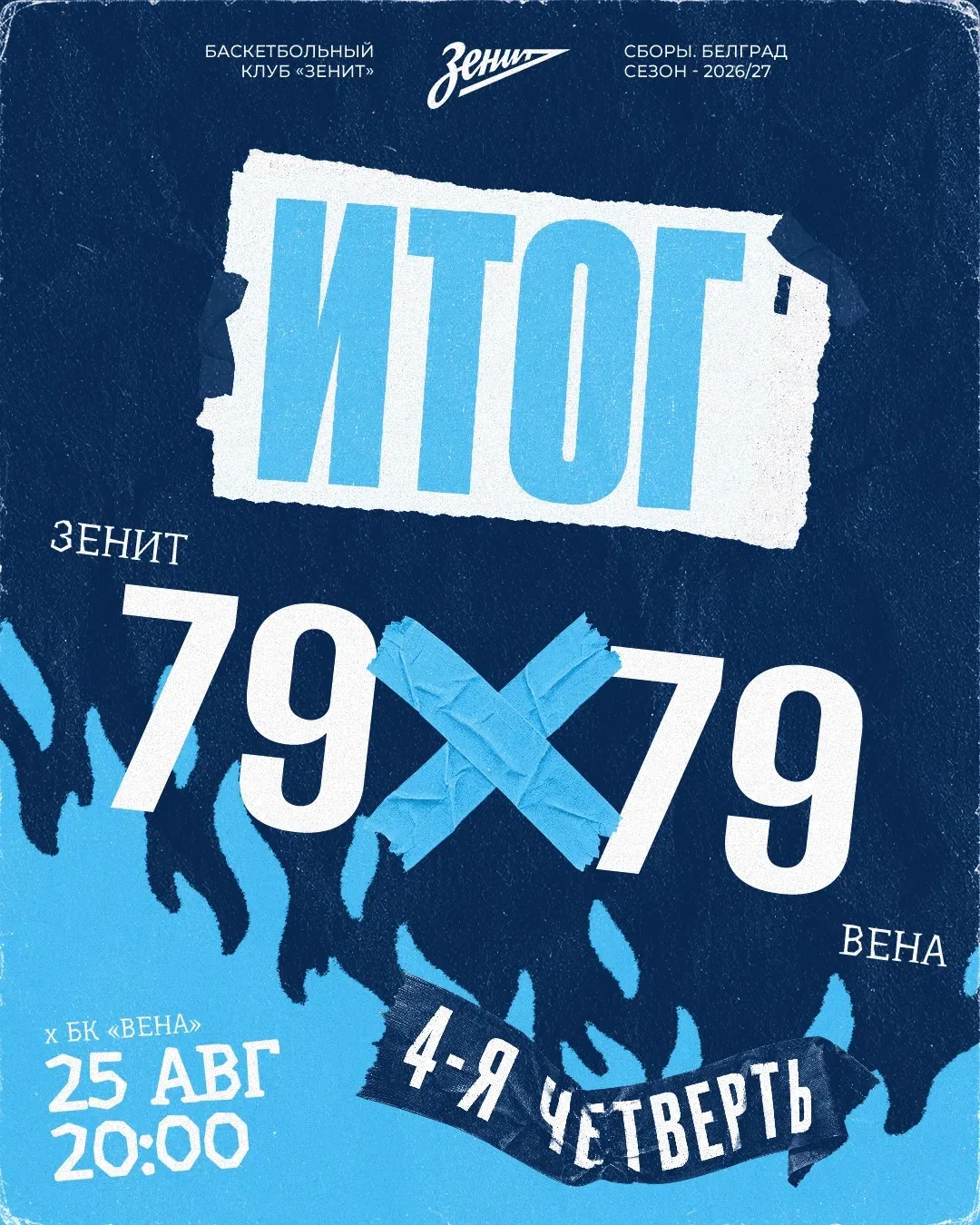 🤝 Завершаем международный товарищеский матч с «Веной» ничейным счетом — 79:79.