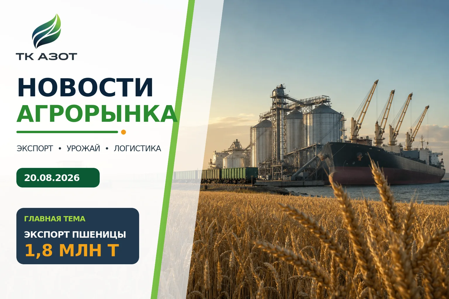 🌾 НОВОСТИ АГРАРНОГО РЫНКА | 20.08.2026