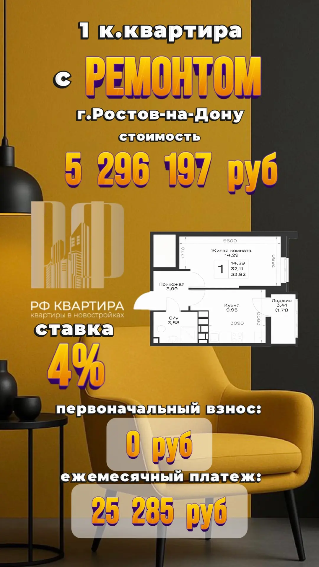 ⛳г. РОСТОВ-НА-ДОНУ 

📣 ВНИМАНИЕ, ловите вариант❗️
👉 1-комнатная квартира с РЕМОНТОМ❗️
 И главное -