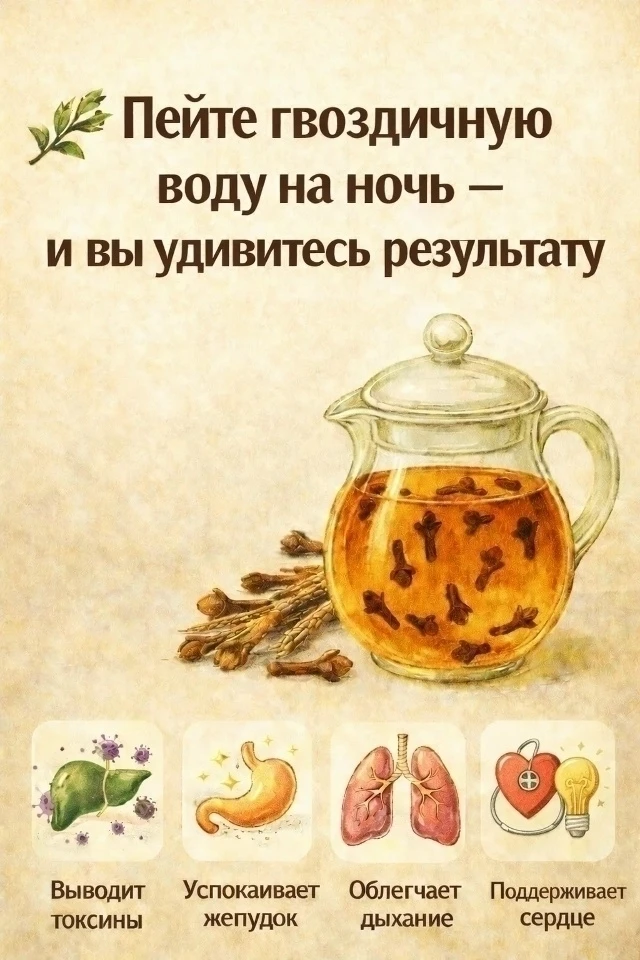 🌿 Пейте гвоздичную воду на ночь — и вы удивитесь результату

Когда-то гвоздика ценилась дороже золо