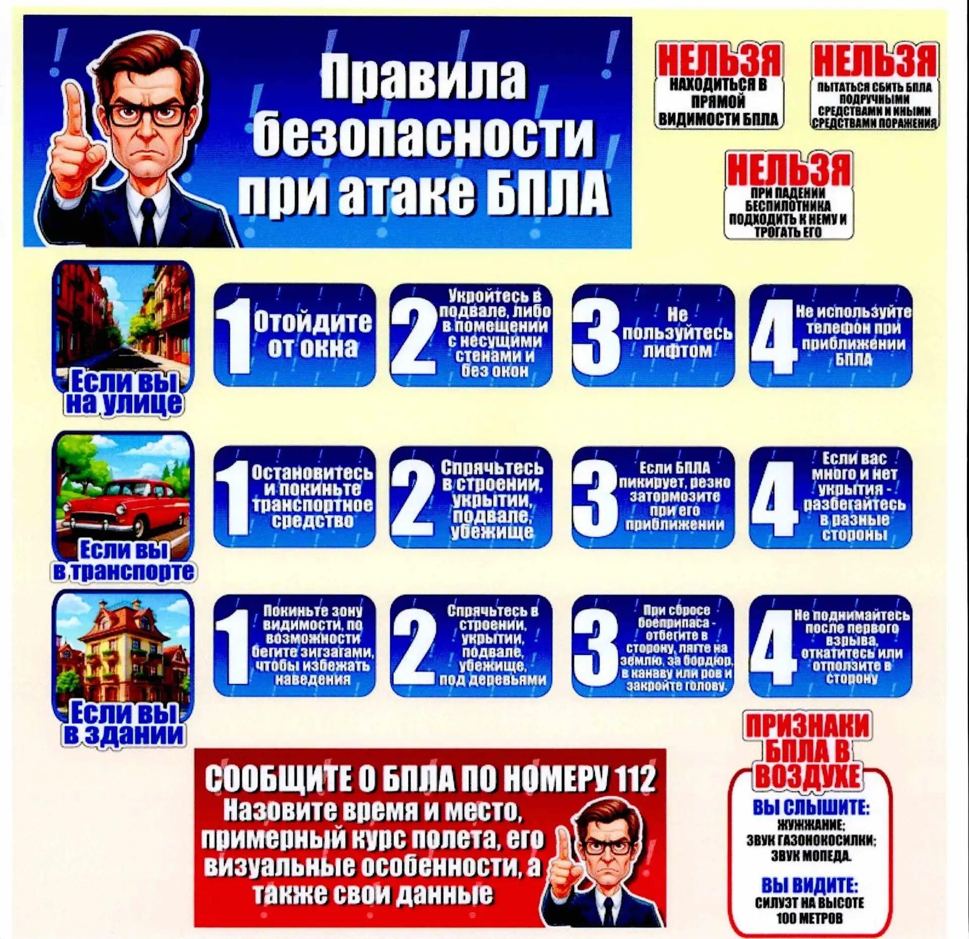 Что делать при атаке или обнаружении беспилотника: памятка, как себя вести!