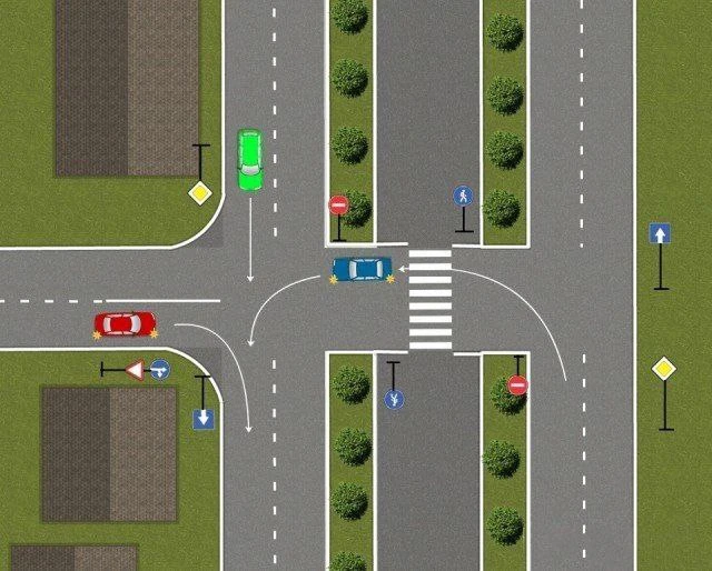В какой последовательности автомобили проедут перекресток?