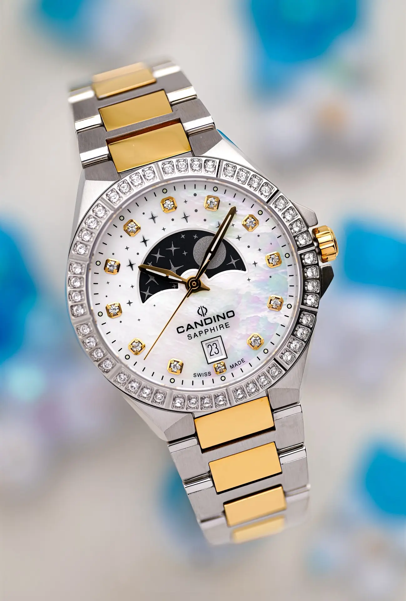 Изысканные швейцарские часы Candino на женское запястье. Коллекция Lady Elegance Moonphase. Кварцевы