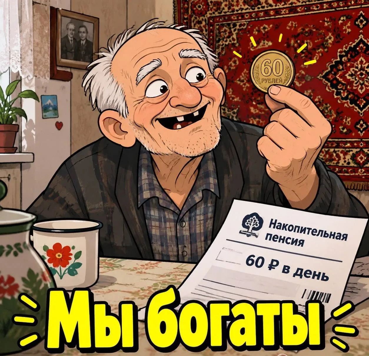Средняя накопительная пенсия россиян в 2027 году составит 60 рублей.