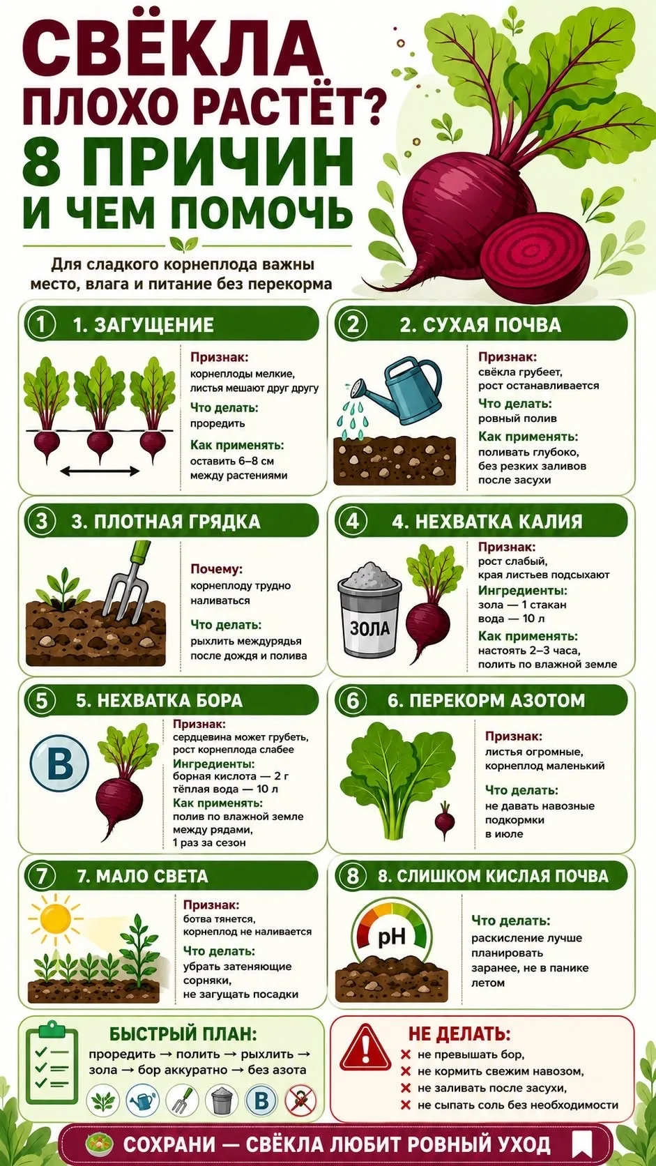 Свёкла остановилась в росте или корнеплоды стали жесткими? 🛑