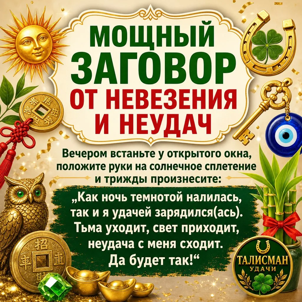 ЗАГОВОР ОТ НЕВЕЗЕНИЯ И НЕУДАЧ 🍀