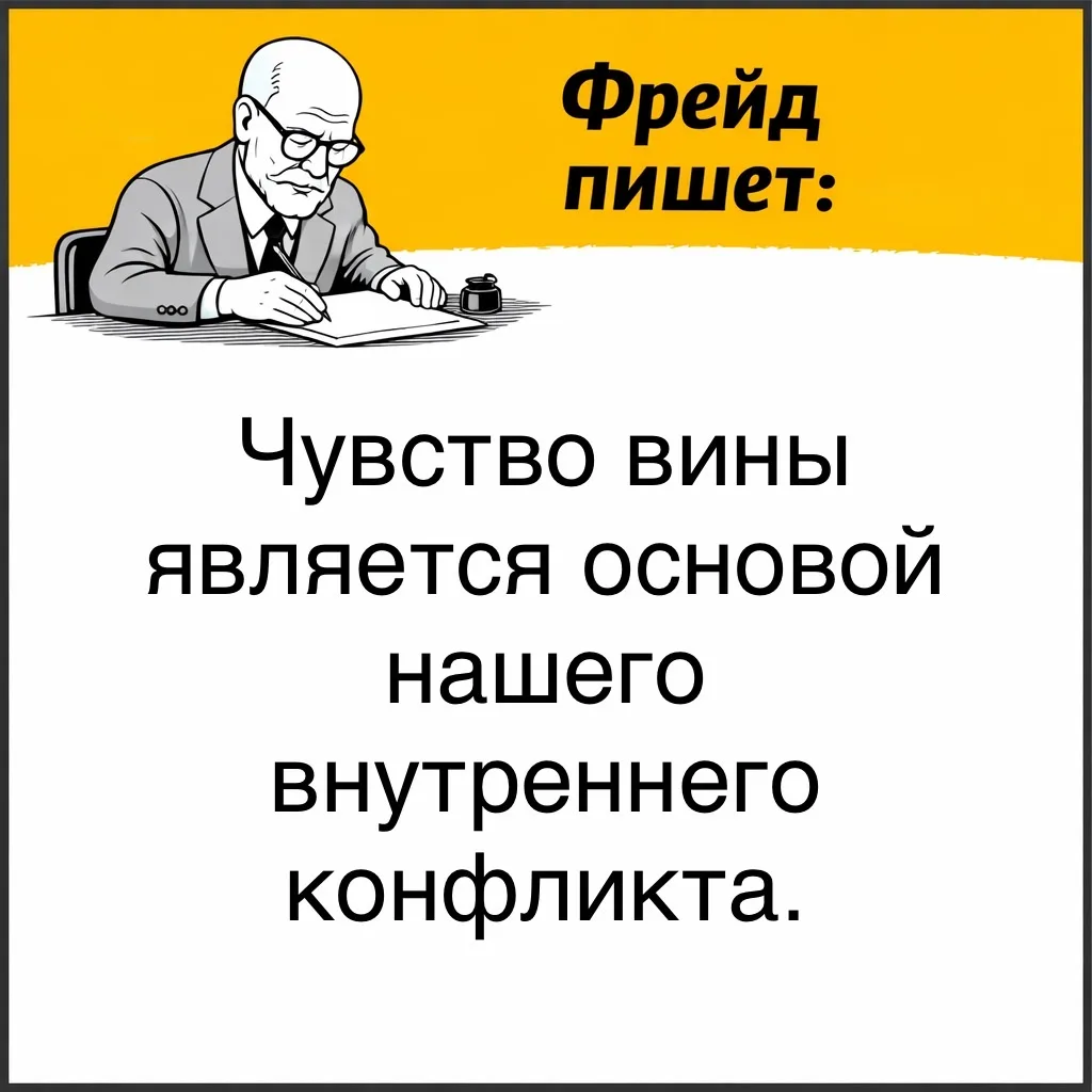 Фрейд говорил о том, что чувство вины возникает не только из-за реальных ошибок. Даже если никто нас