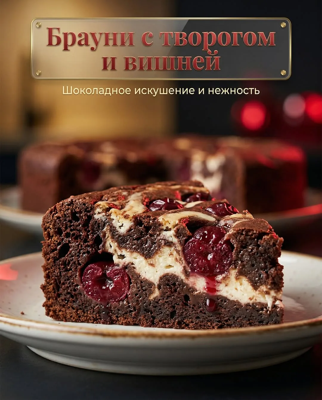 🍒 Брауни с творогом и вишней
Насыщенный шоколадный вкус, нежность творожного крема и сочная вишнева