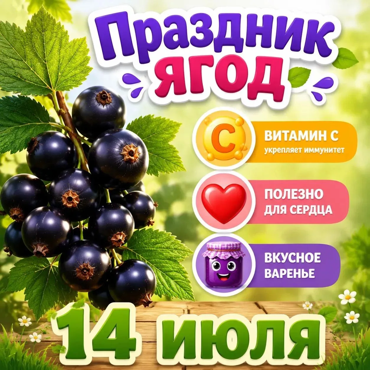 ☀️Сегодня отмечается неофициальный, но очень «вкусный» праздник — День смородины. ☺️
В нашем детском
