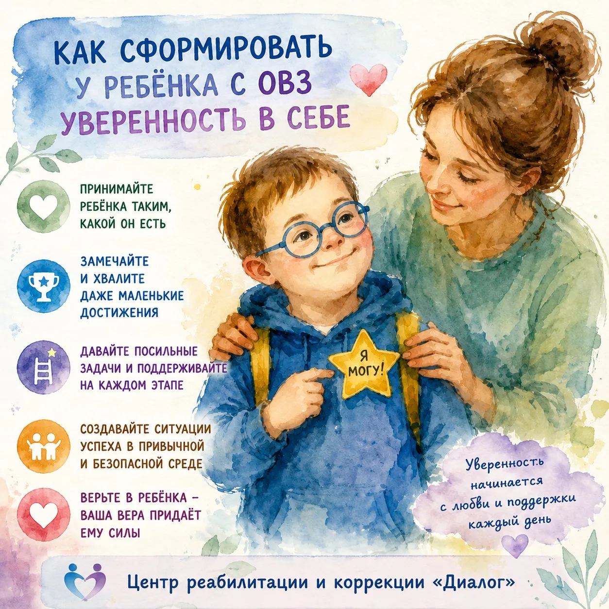 Как сформировать уверенность у ребёнка с ОВЗ:  памятка для родителей