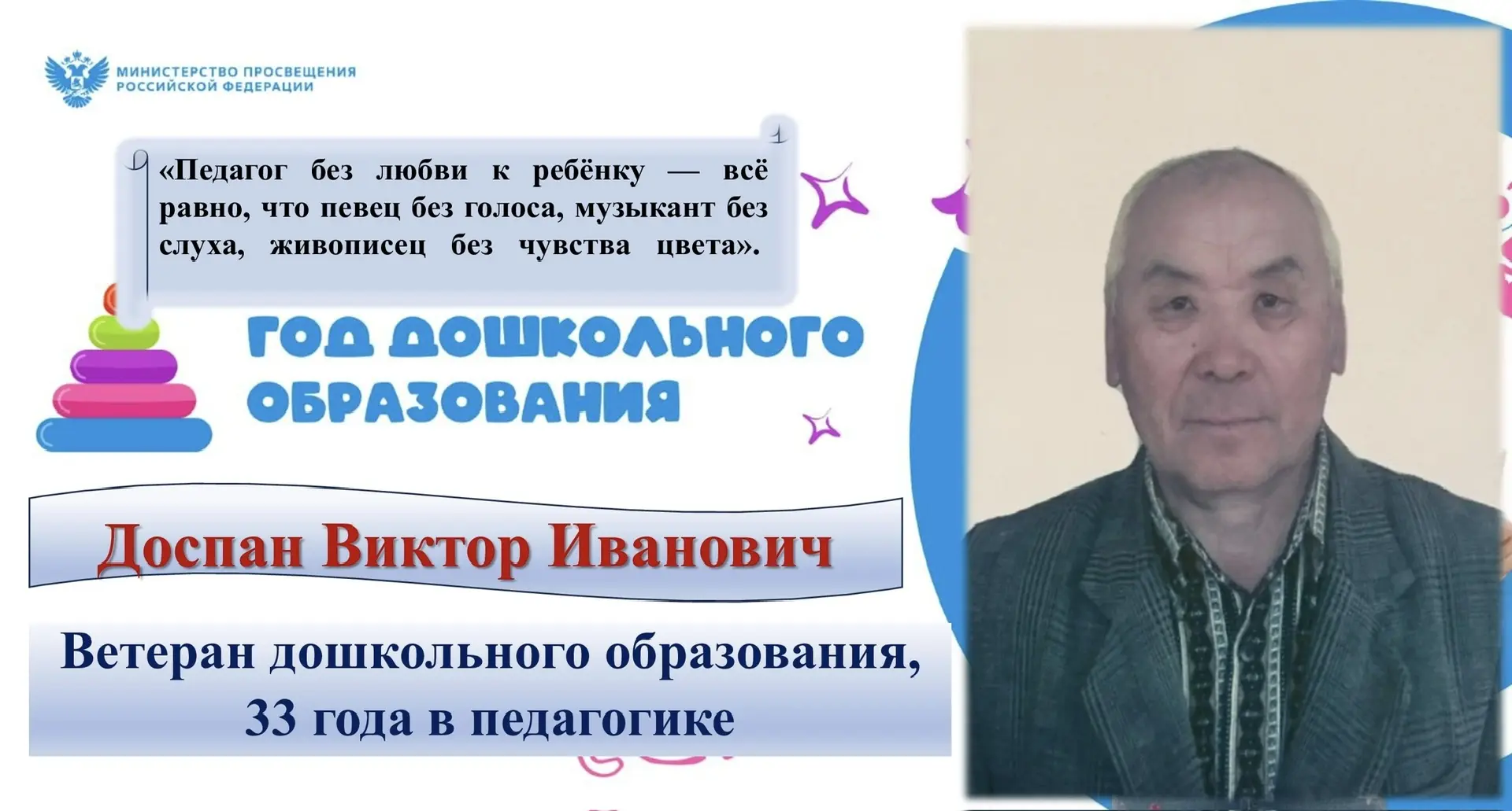 📌Доспан Виктор Иванович, родился 04 октября 1949 году в пос. Тарлаг Пий-Хемского кожууна Республики