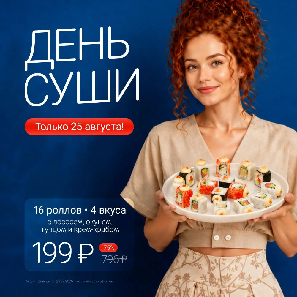 Последний шанс этим летом забрать 16 роллов за 199 ₽