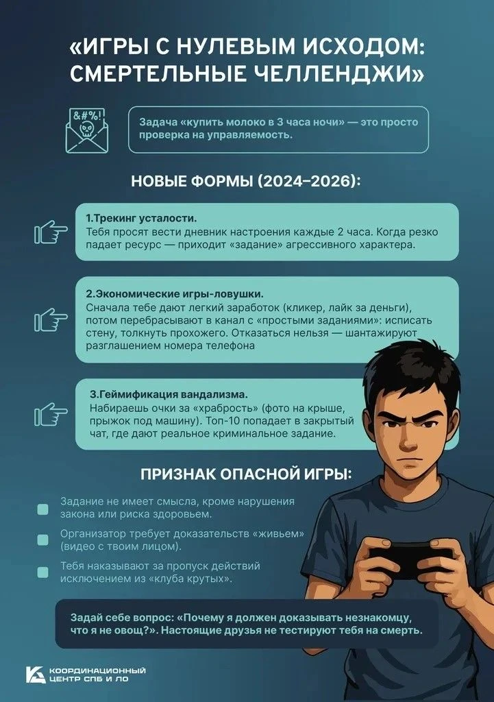 ОСТОРОЖНО: СМЕРТЕЛЬНЫЕ ИГРЫ 
 Уважаемые родители и подростки! Злоумышленники маскируют преступные за