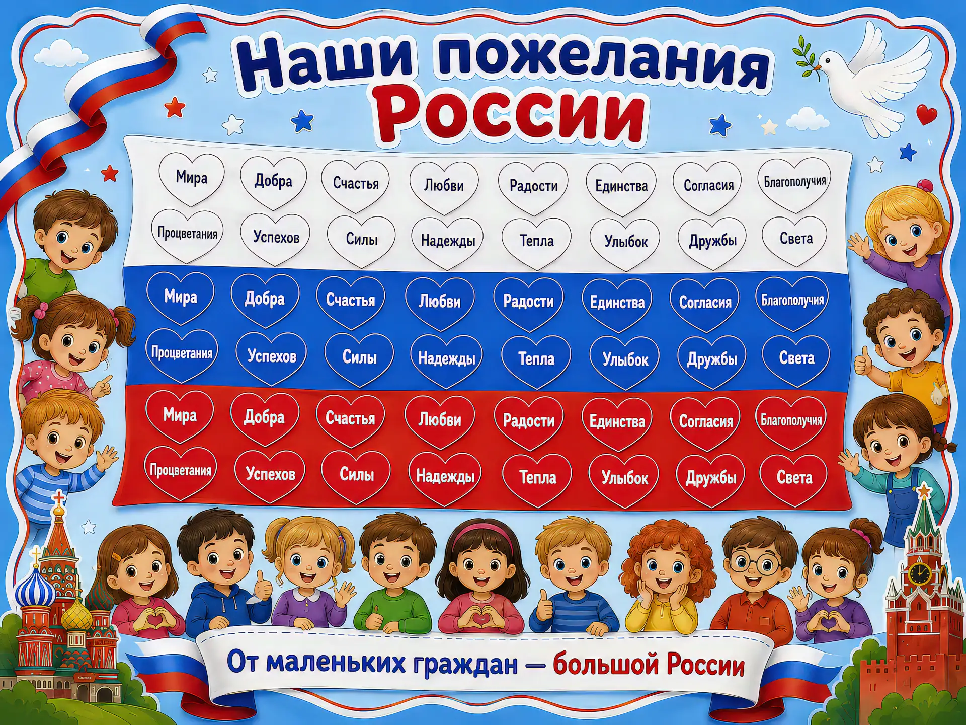 💜 Идея коллективной работы ко Дню Государственного флага России