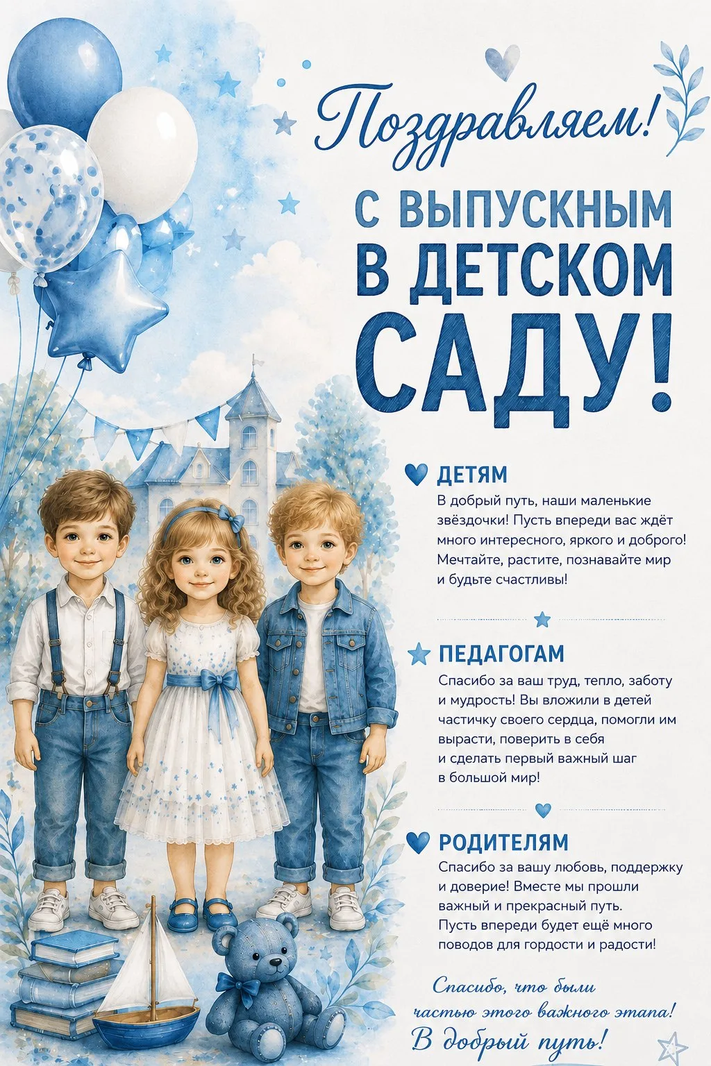 Поздравляем всех с выпускным праздником в детском саду! 💕