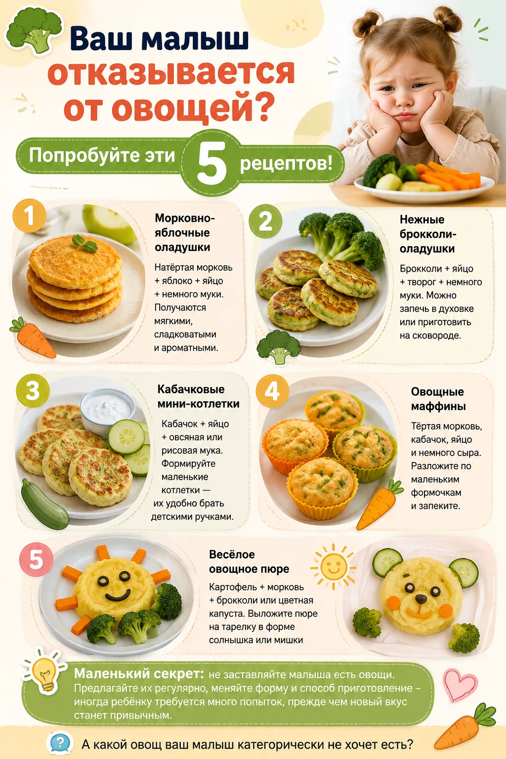 🥔 5 вариантов детского пюре — не только картошка!