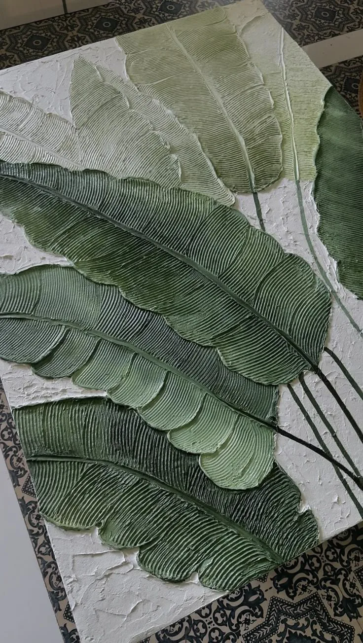 В эту субботу мастер класс по созданию картины  Тропические листья 🌿