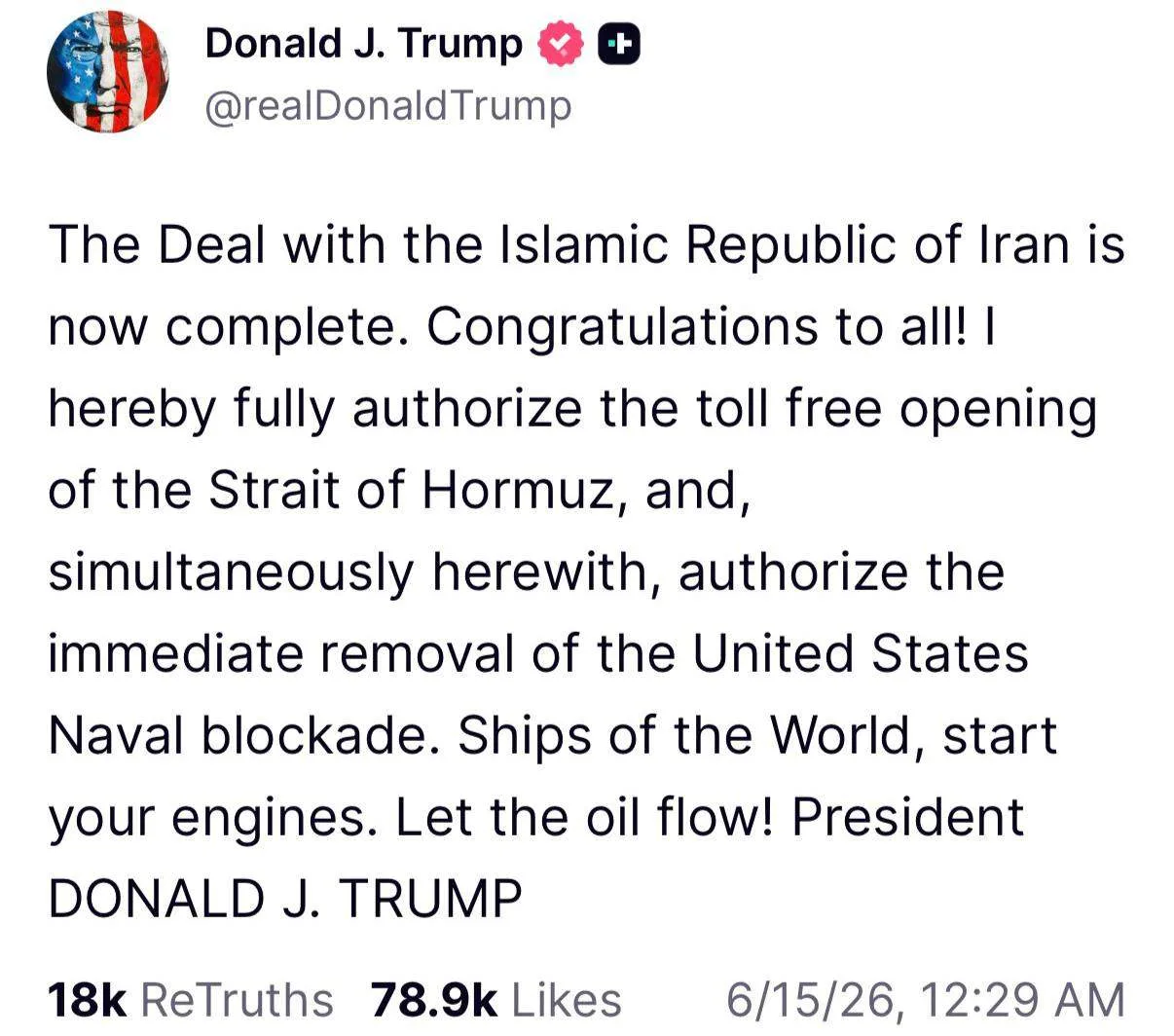 США и Иран пришли к мирному соглашению.

Об этом объявил Дональд Трамп. По словам американского през