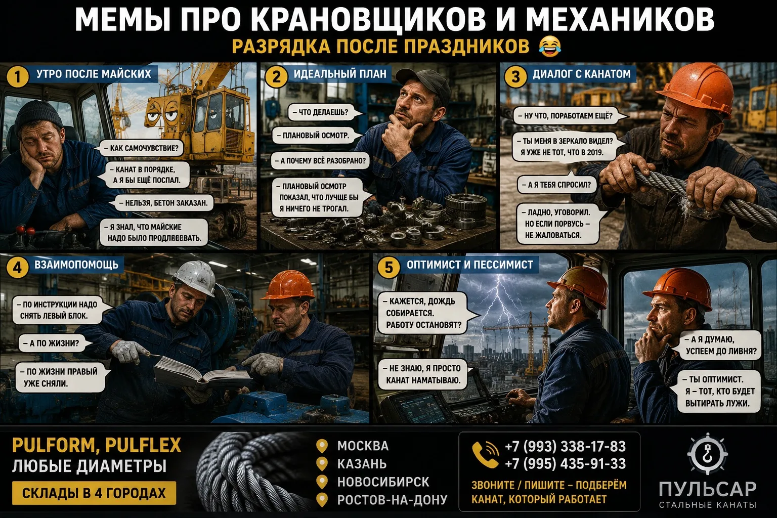 Мемы про крановщиков и механиков (разрядка после праздников) 😂