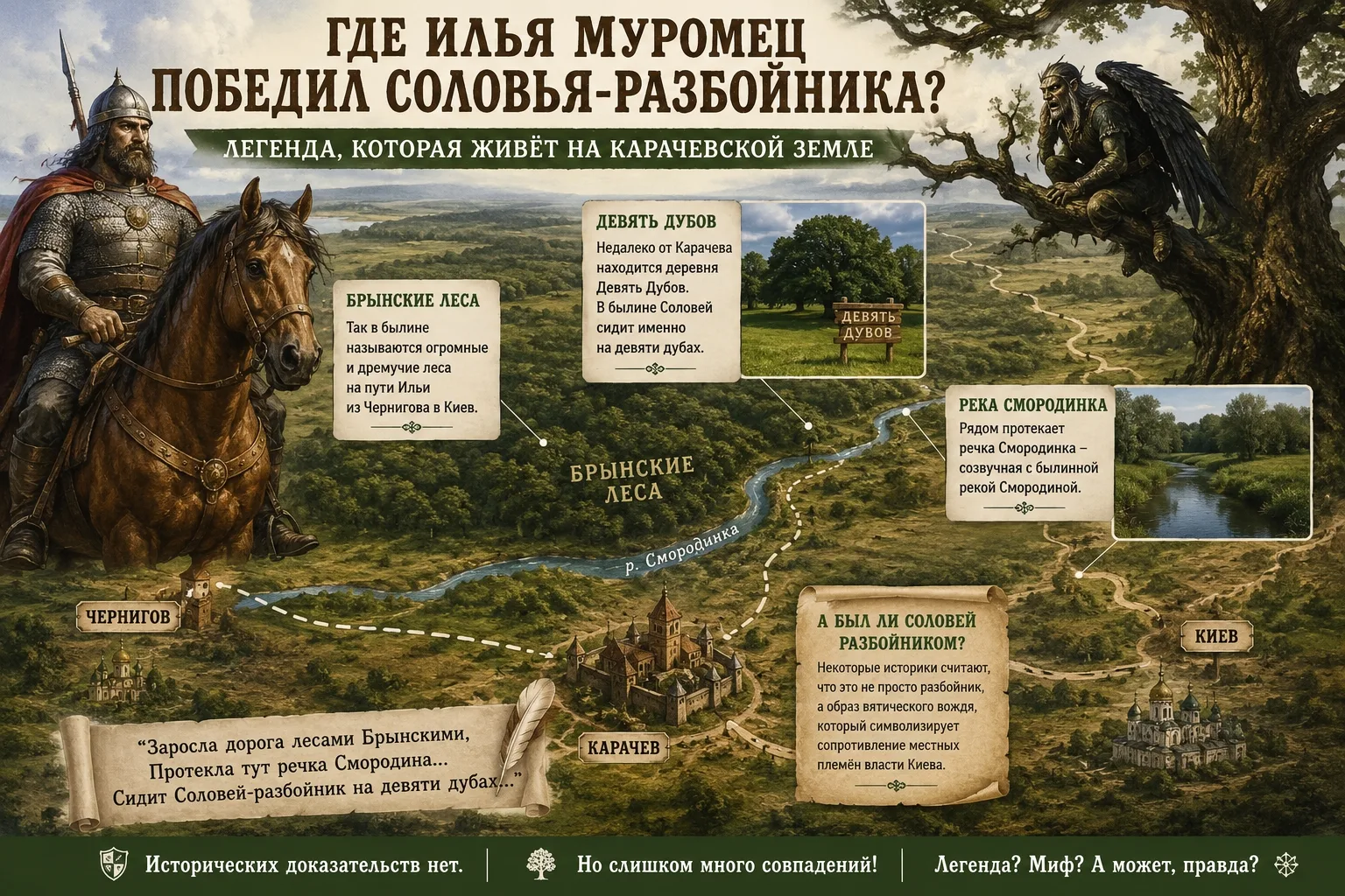 ⚔ Где на самом деле Илья Муромец победил Соловья-разбойника? Возможно, совсем рядом с Карачевом...

