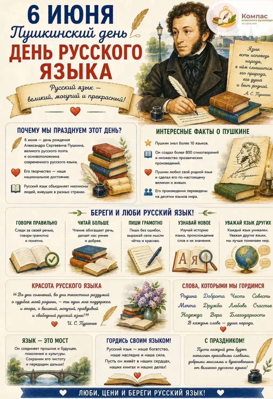 Уважаемые ученики, родители и педагоги!
Поздравляю всех с Днём русского языка! 
Русский язык — это н