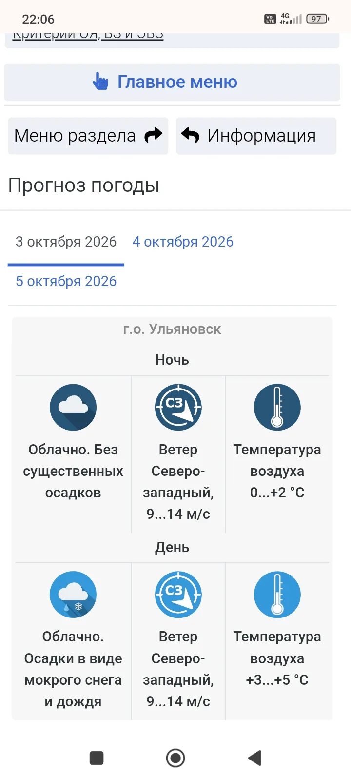 ⚠️ Прогноз погоды для города Ульяновска, от наших синоптиков Ульяновского Росгидромета: