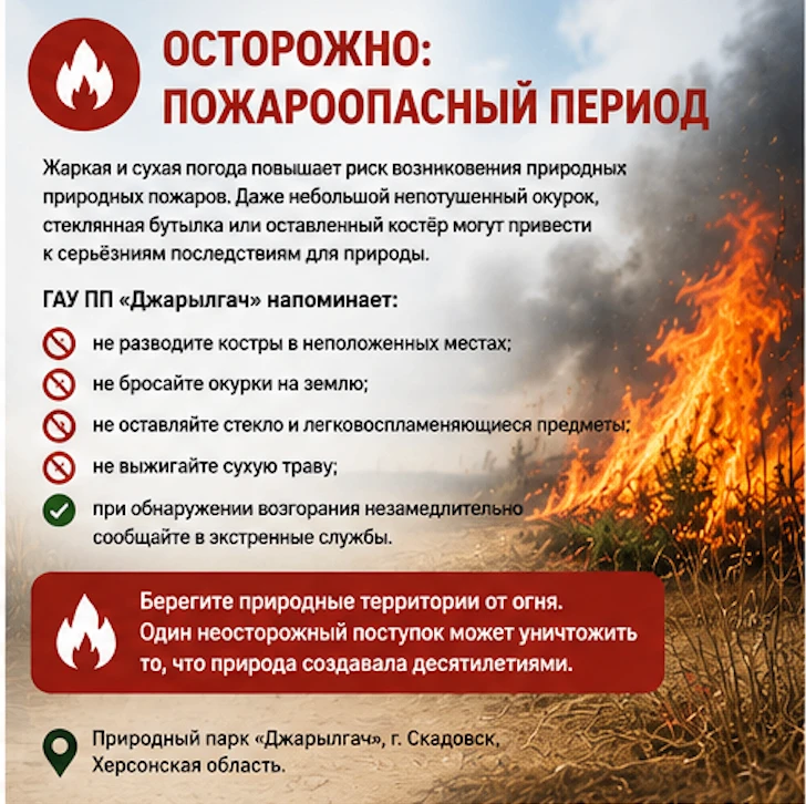 🔥 В летний период особенно важно соблюдать правила пожарной безопасности
Жаркая и сухая погода повы