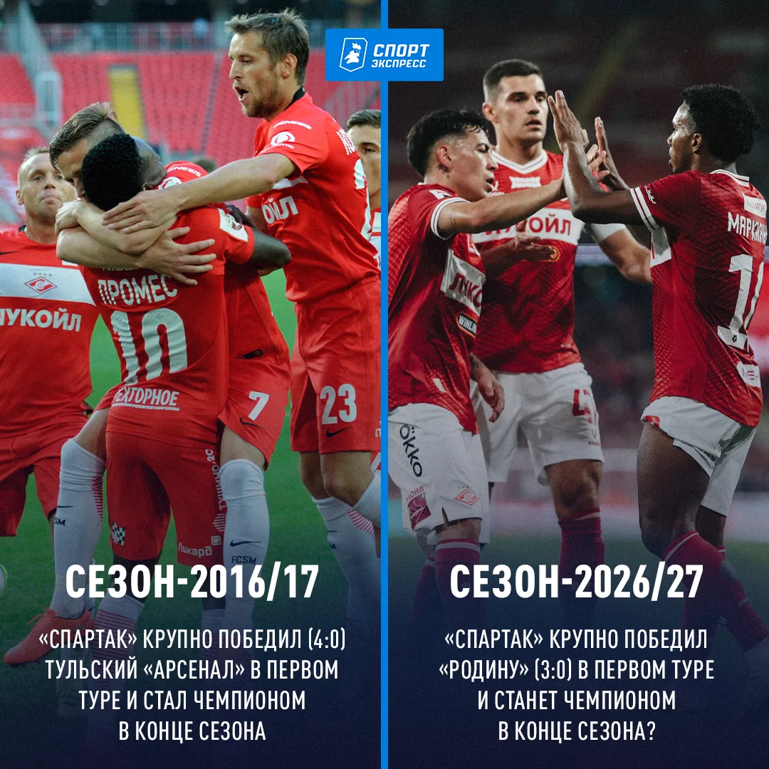 10 лет назад крупная победа «Спартака» в первом туре закончилась чемпионством 😎