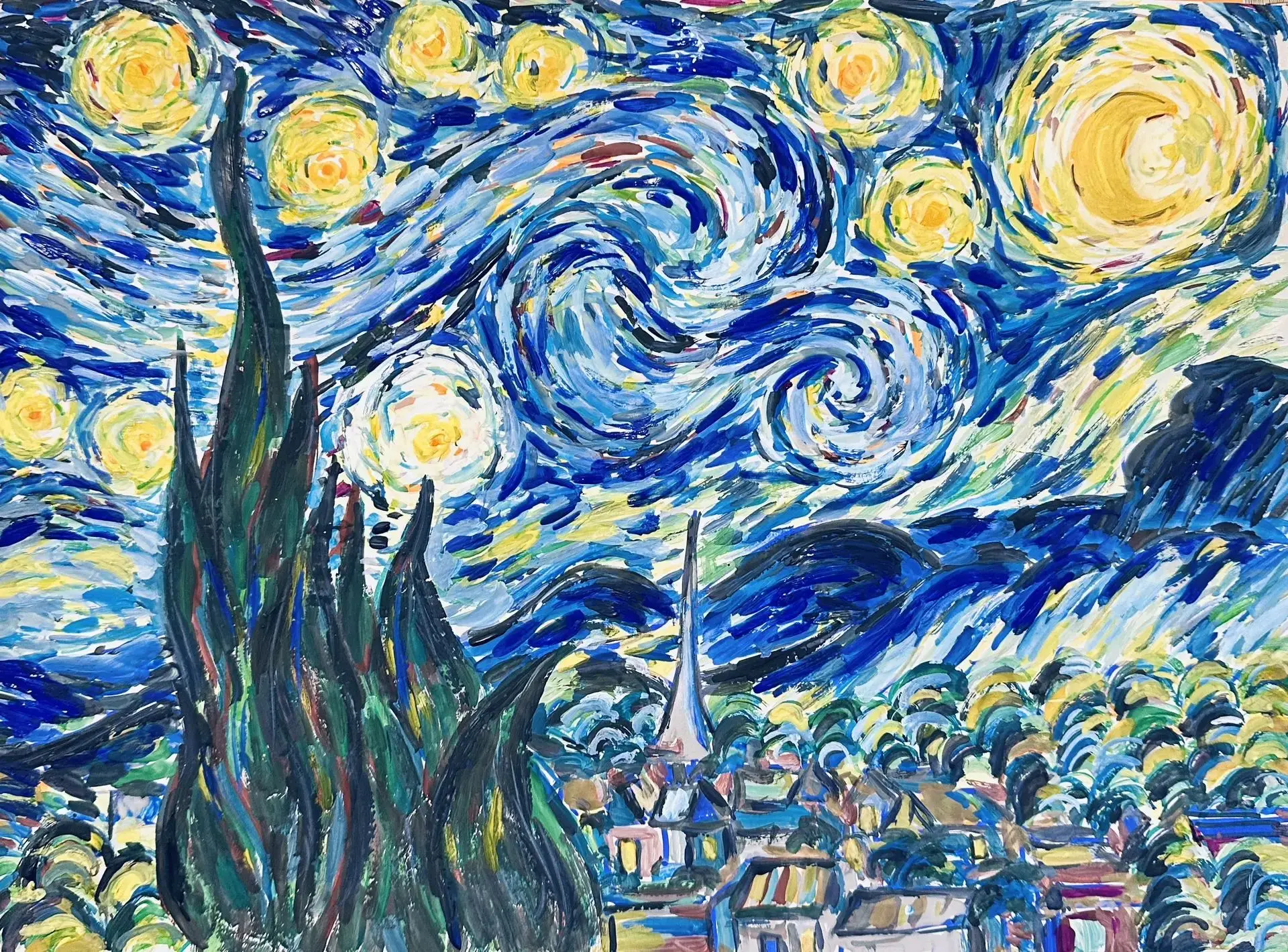 Погрузитесь в «Звёздную ночь» Ван Гога! 🌌